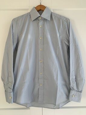 YSL Y2K 97% cotton Light gray Men's Dress Button-Down shirt 39-15.5